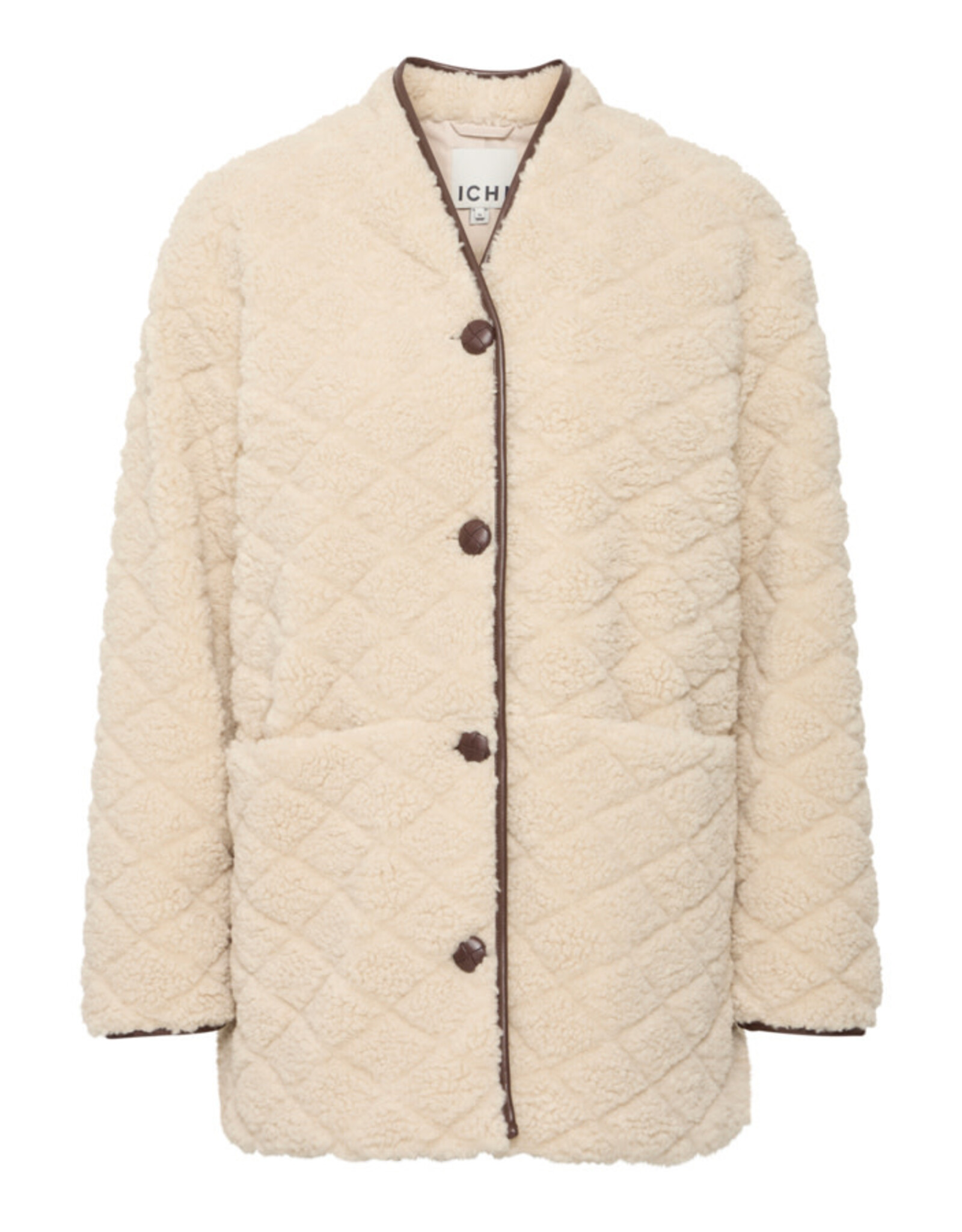 ICHI ICHI - Solava Quilted Sherpa Coat (Fog)