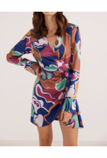 Mink Pink Mink Pink - Lottie wrap mini dress (Abstract Floral)