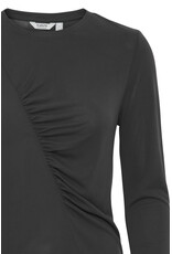 b.young b.Young - Perl Long Sleeve Top With Diagonal Ruching (Asphalt)