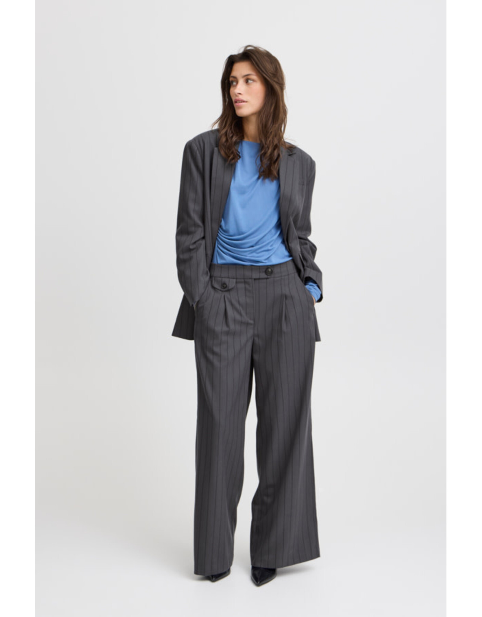b.young b.young - Effania Trousers (Smoke Blue Stripe)