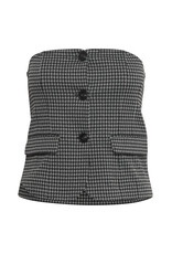 ICHI ICHI - Kate Houndstooth Strapless Top (Black / Grey)