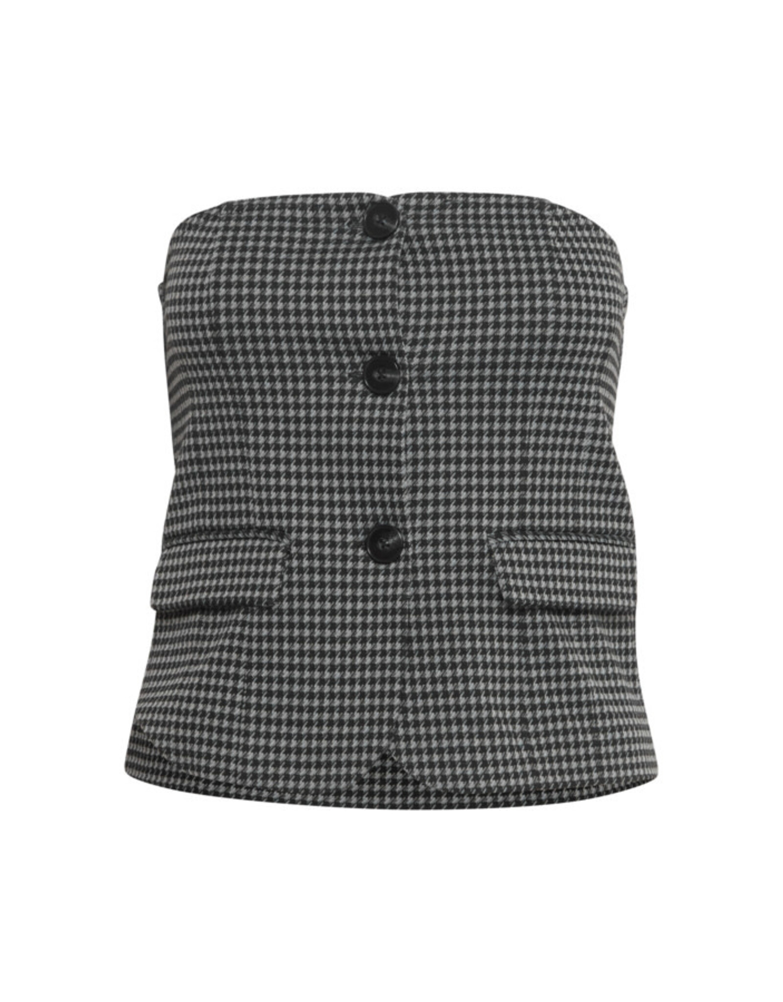 ICHI ICHI - Kate Houndstooth Strapless Top (Black / Grey)