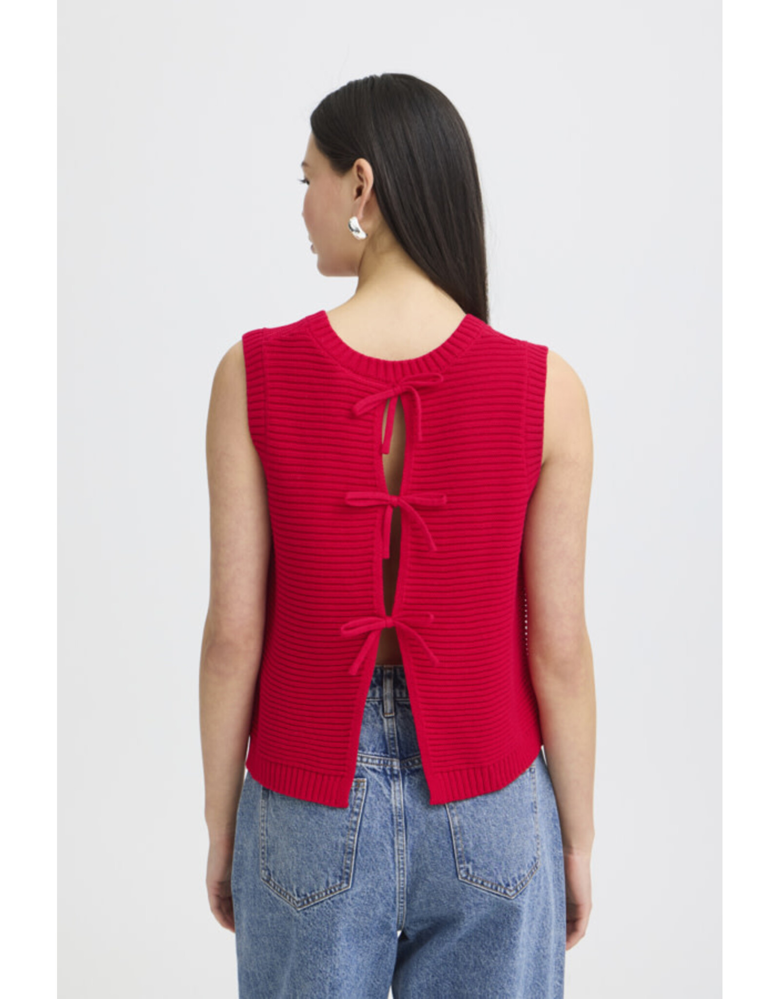 ICHI ICHI - Dotties Sleeveless Top with Tie Up Back (Fiery Red)