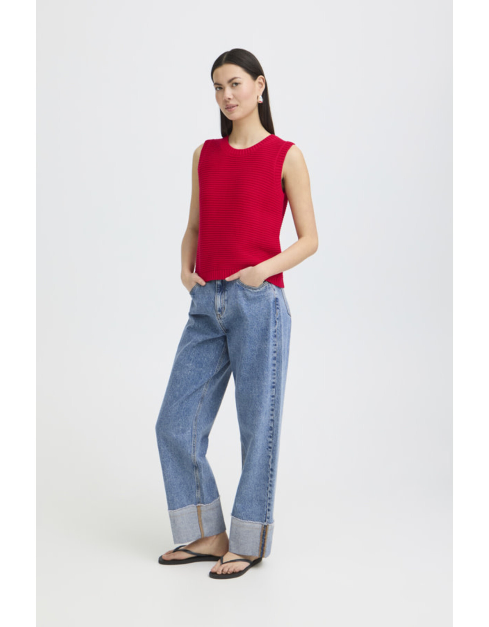 ICHI ICHI - Dotties Sleeveless Top with Tie Up Back (Fiery Red)