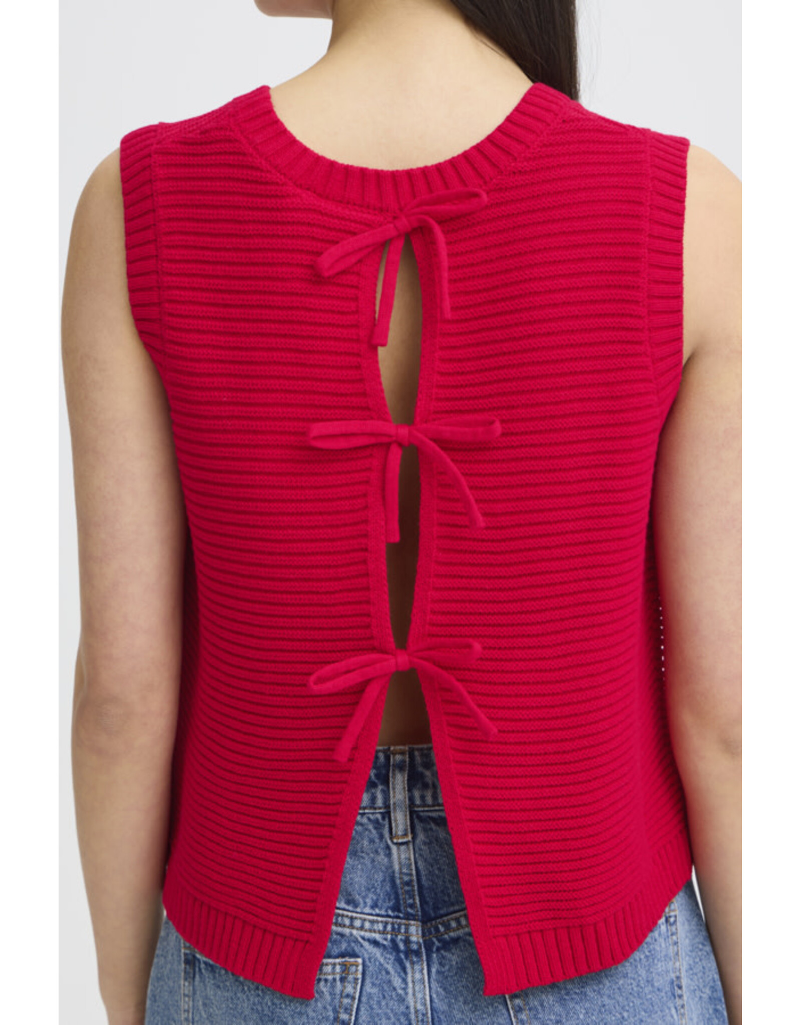 ICHI ICHI - Dotties Sleeveless Top with Tie Up Back (Fiery Red)