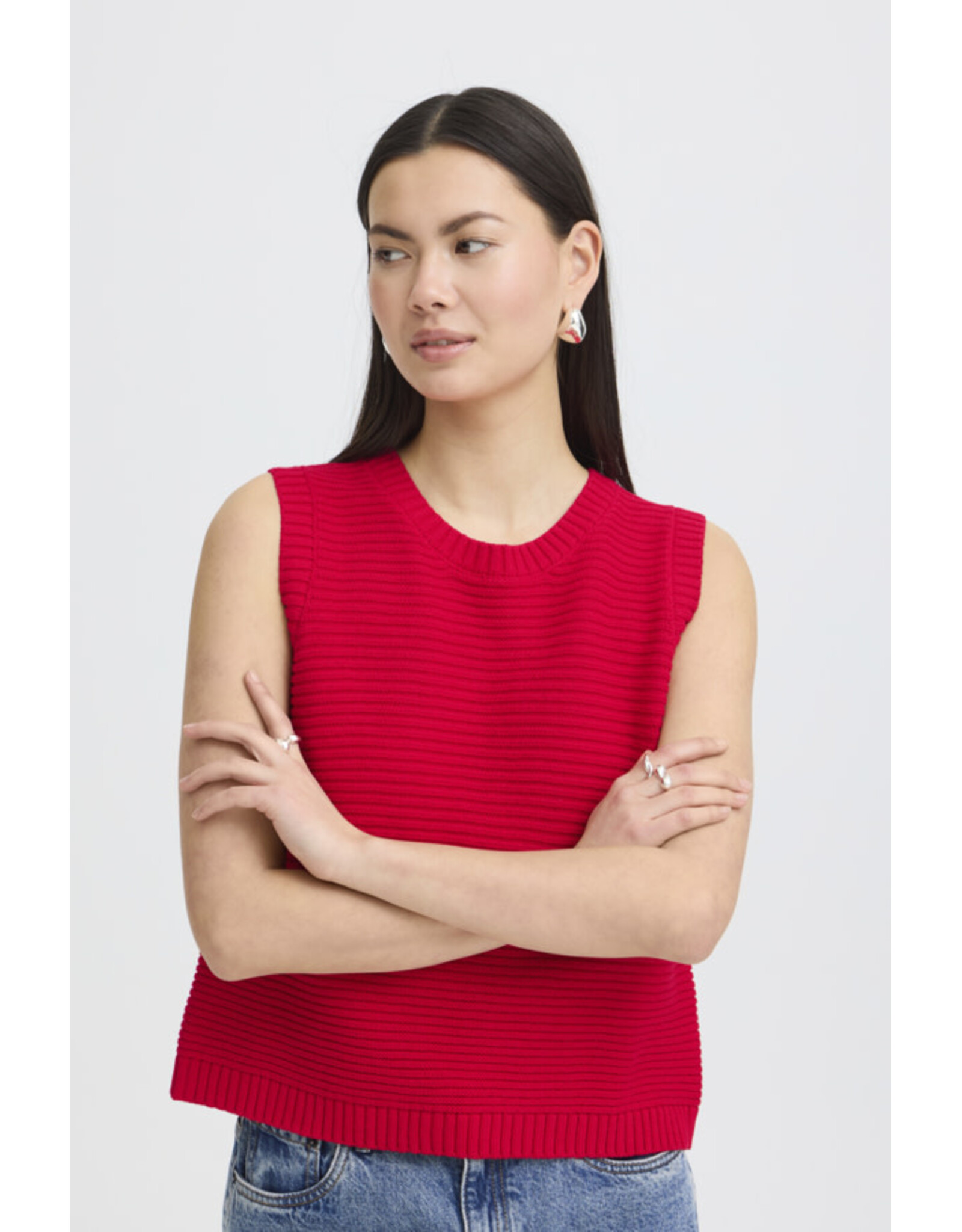 ICHI ICHI - Dotties Sleeveless Top with Tie Up Back (Fiery Red)