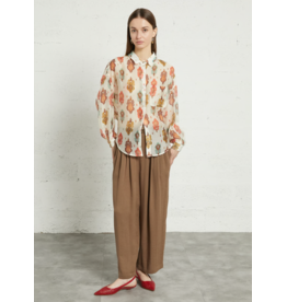 Korner Korner - Baroque Print Sheer Button Up Shirt (Multi)
