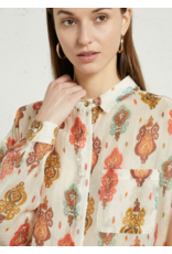 Korner Korner - Baroque Print Sheer Button Up Shirt (Multi)
