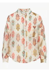 Korner Korner - Baroque Print Sheer Button Up Shirt (Multi)