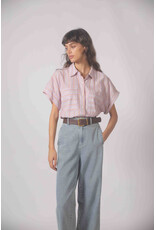 Korner Korner - Short Sleeve Button Up with Vertical Stripe (Purple)