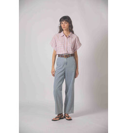 Korner Korner - Short Sleeve Button Up with Vertical Stripe (Purple)