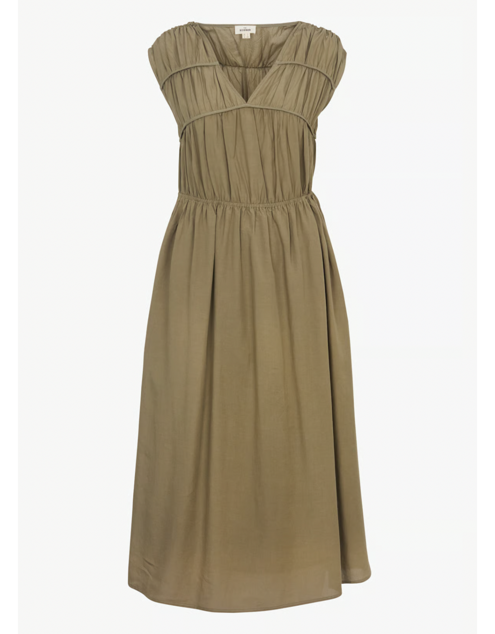 Korner Korner - V Neck Midi Dress (Khaki)