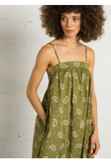 Korner Korner - Midi Length Cotton Dress (Khaki - Paisley)