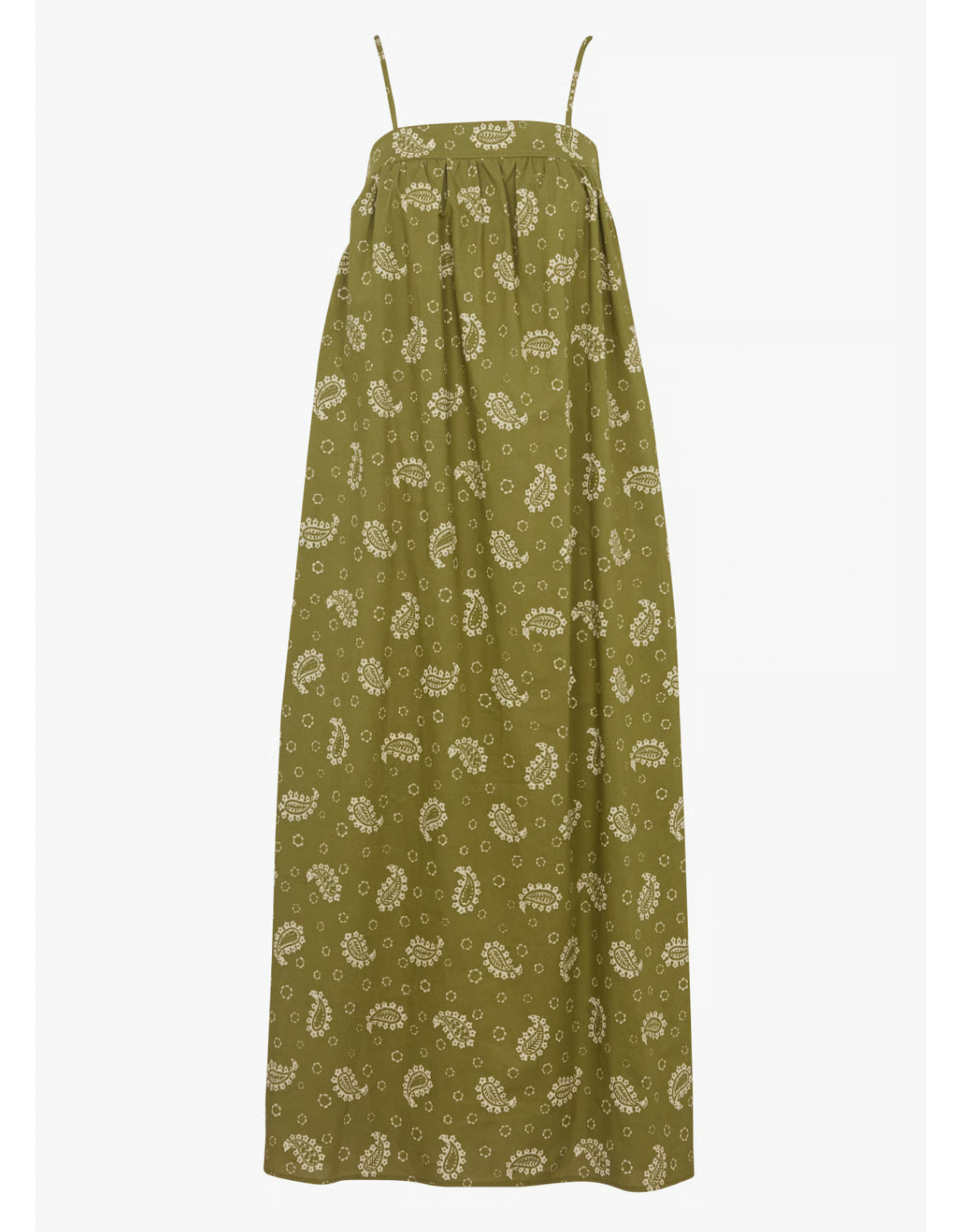 Korner Korner - Midi Length Cotton Dress (Khaki - Paisley)