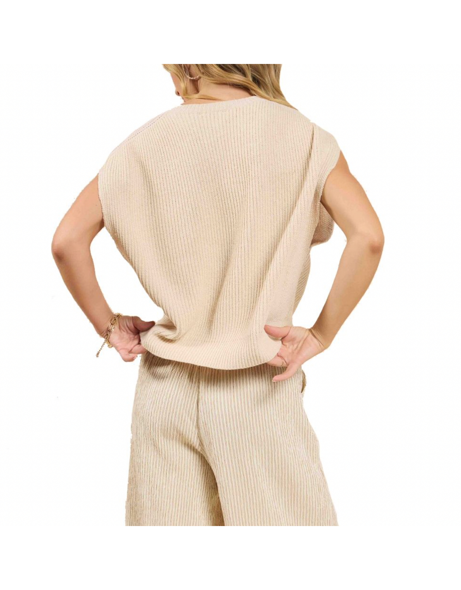 Sadie & Sage Sadie & Sage - Raindrops Cropped Sweater (Light Oatmeal)