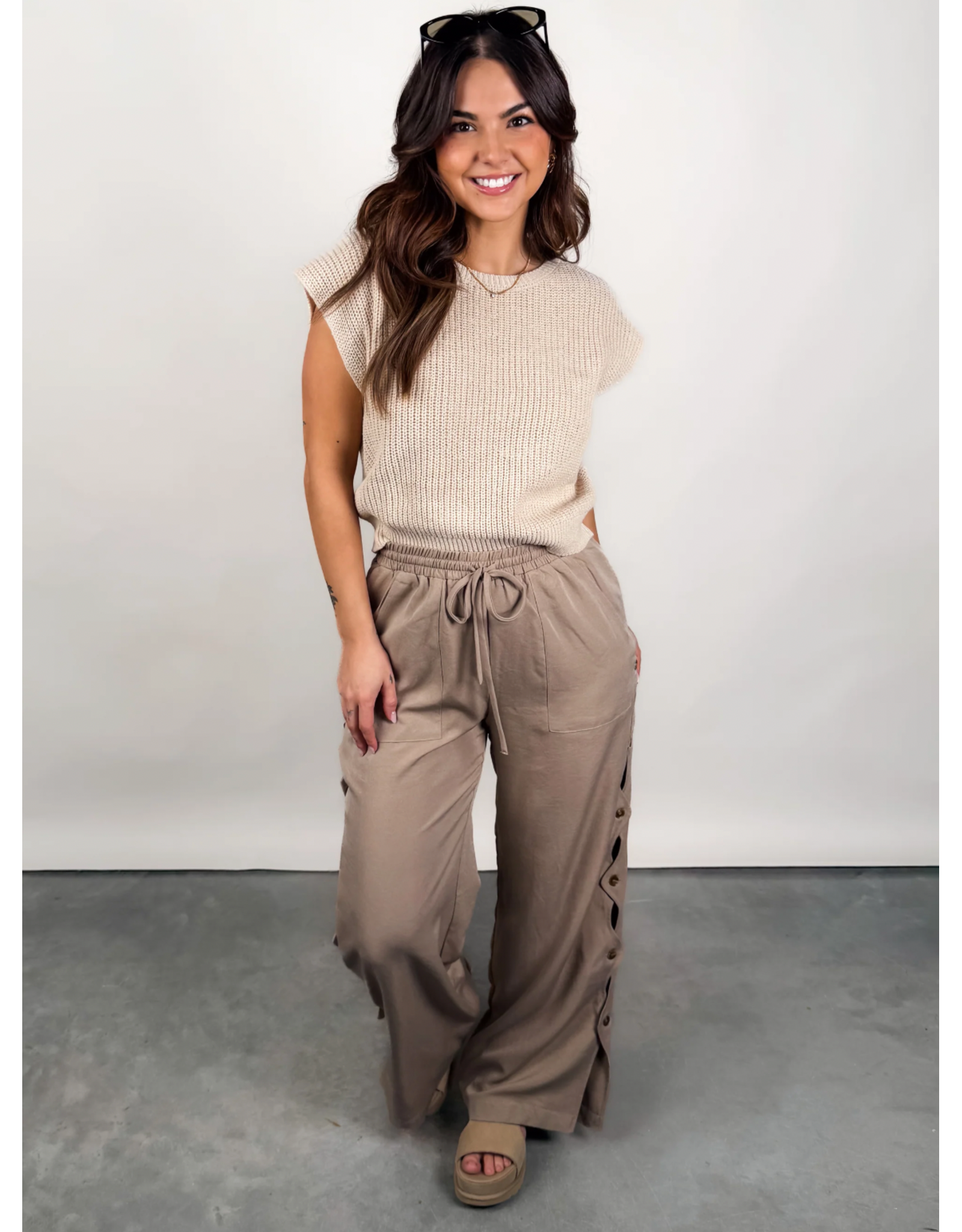 Sadie & Sage Sadie & Sage - Raindrops Cropped Sweater (Light Oatmeal)