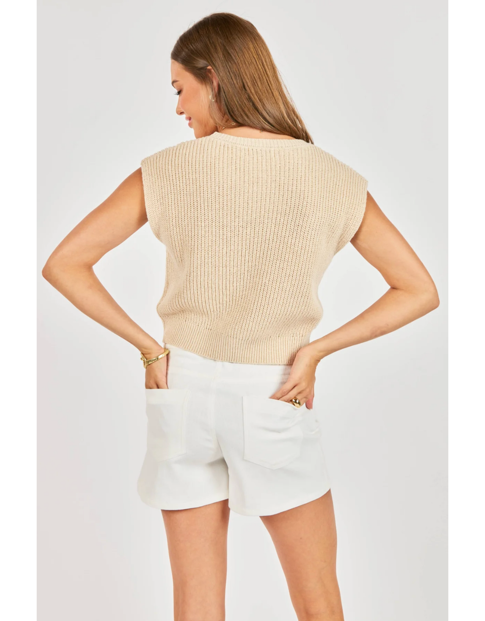 Sadie & Sage Sadie & Sage - Raindrops Cropped Sweater (Light Oatmeal)