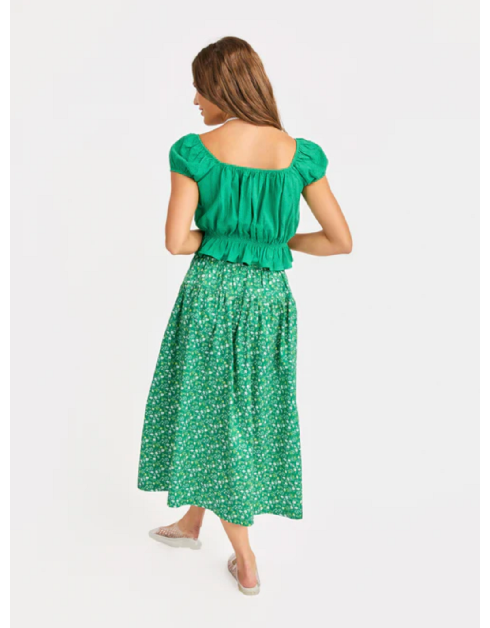 Sadie & Sage Sadie & Sage - Sun Escape Pleated Midi Skirt (Kelly Green)