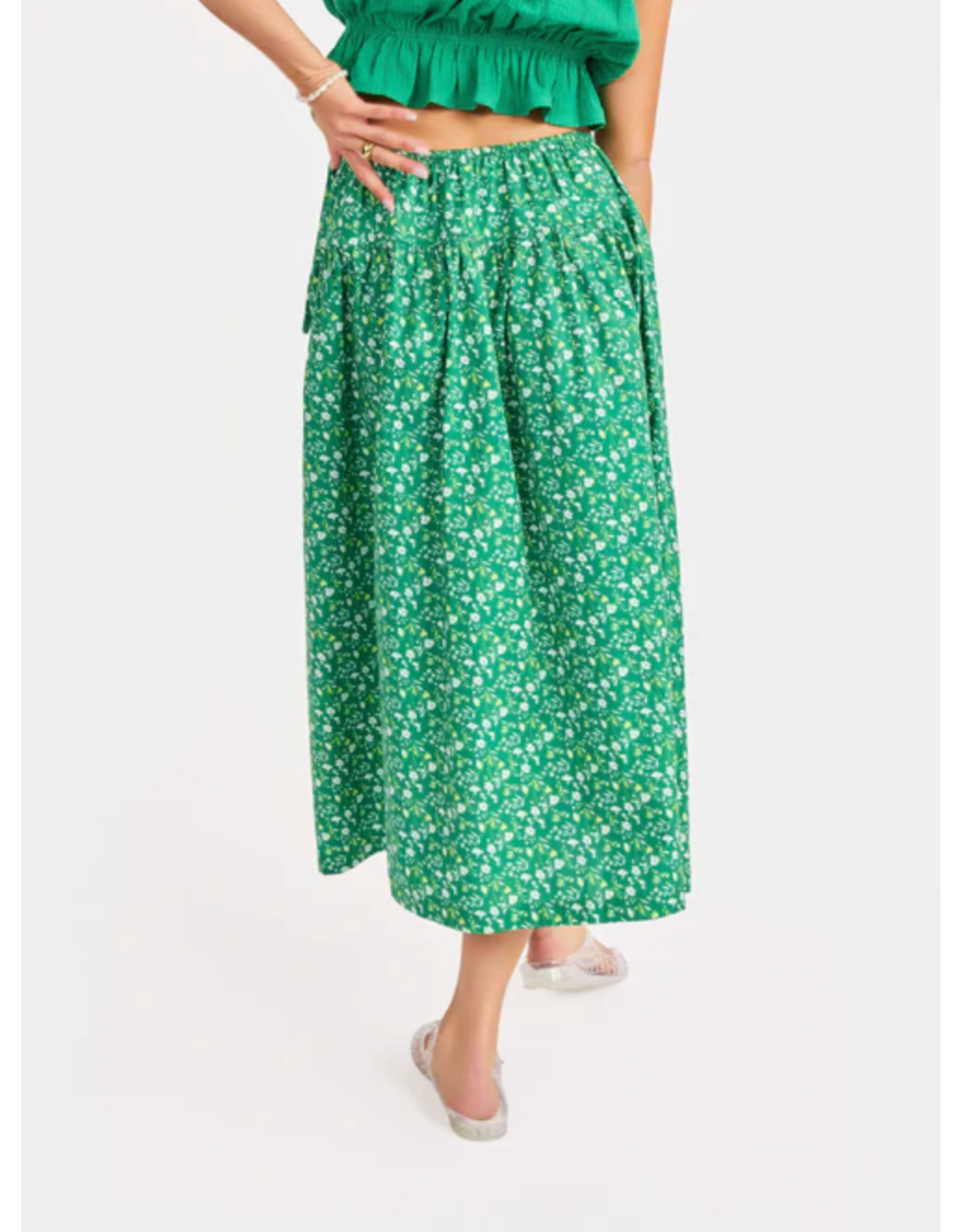 Sadie & Sage Sadie & Sage - Sun Escape Pleated Midi Skirt (Kelly Green)