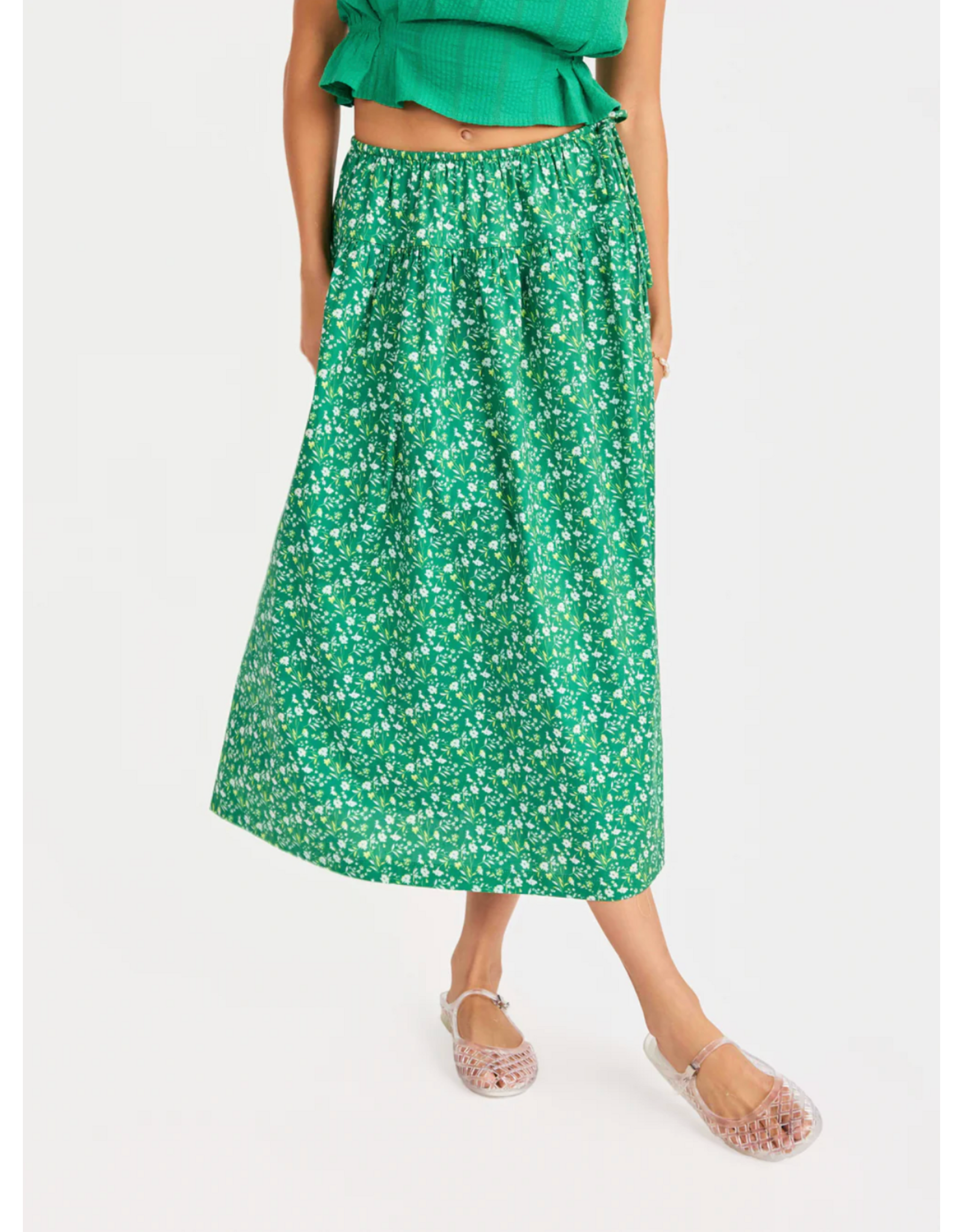 Sadie & Sage Sadie & Sage - Sun Escape Pleated Midi Skirt (Kelly Green)