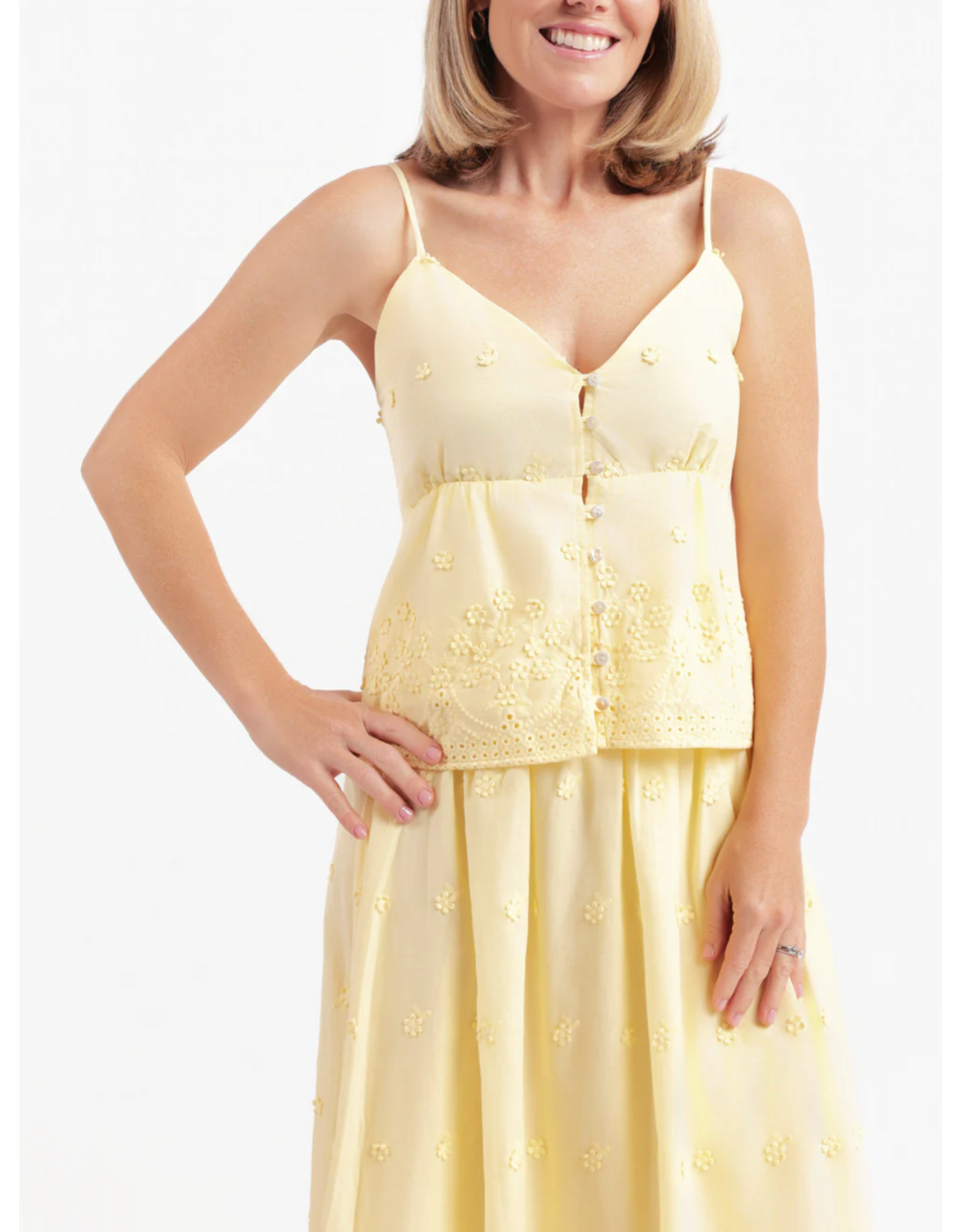 Sadie & Sage Sadie & Sage - Beach Glass Embroidered Tank (Yellow)