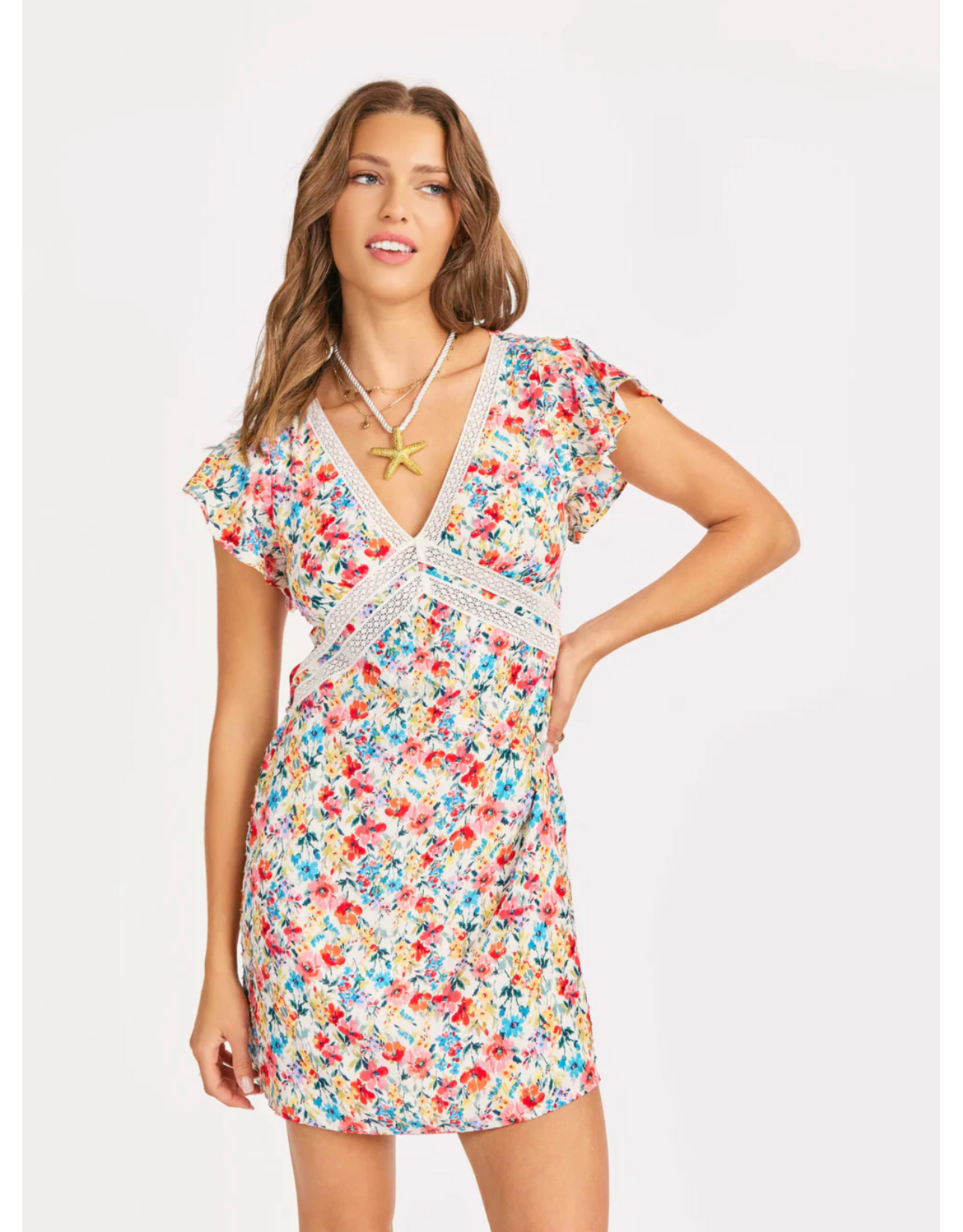 Sadie & Sage Sadie & Sage - Cove V Neck Mini Dress (Multicolour)