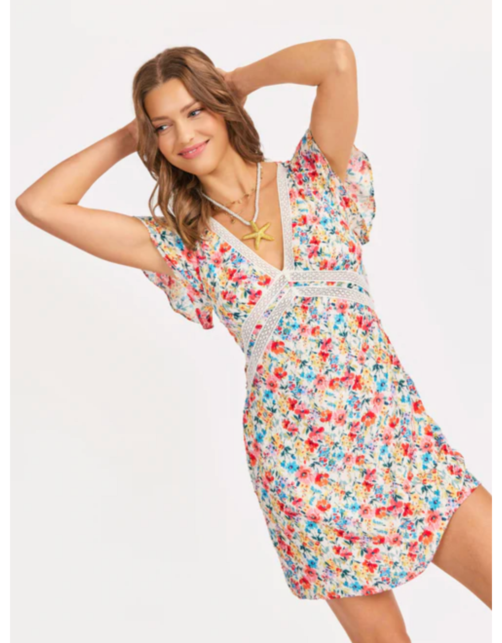 Sadie & Sage Sadie & Sage - Cove V Neck Mini Dress (Multicolour)