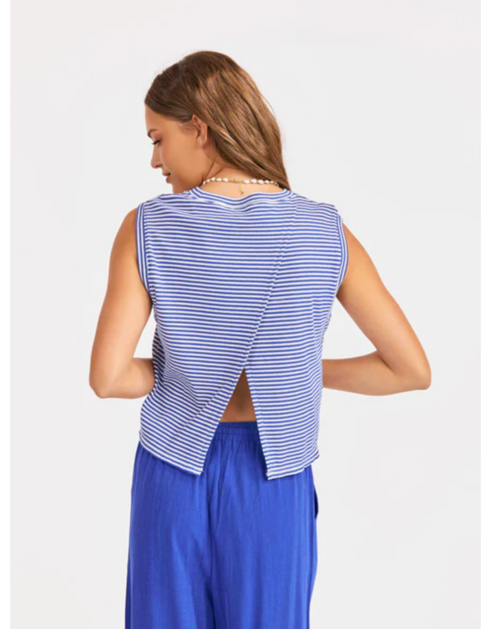 Sadie & Sage Sadie & Sage - Palma Overlap Back Top (Blue /White)