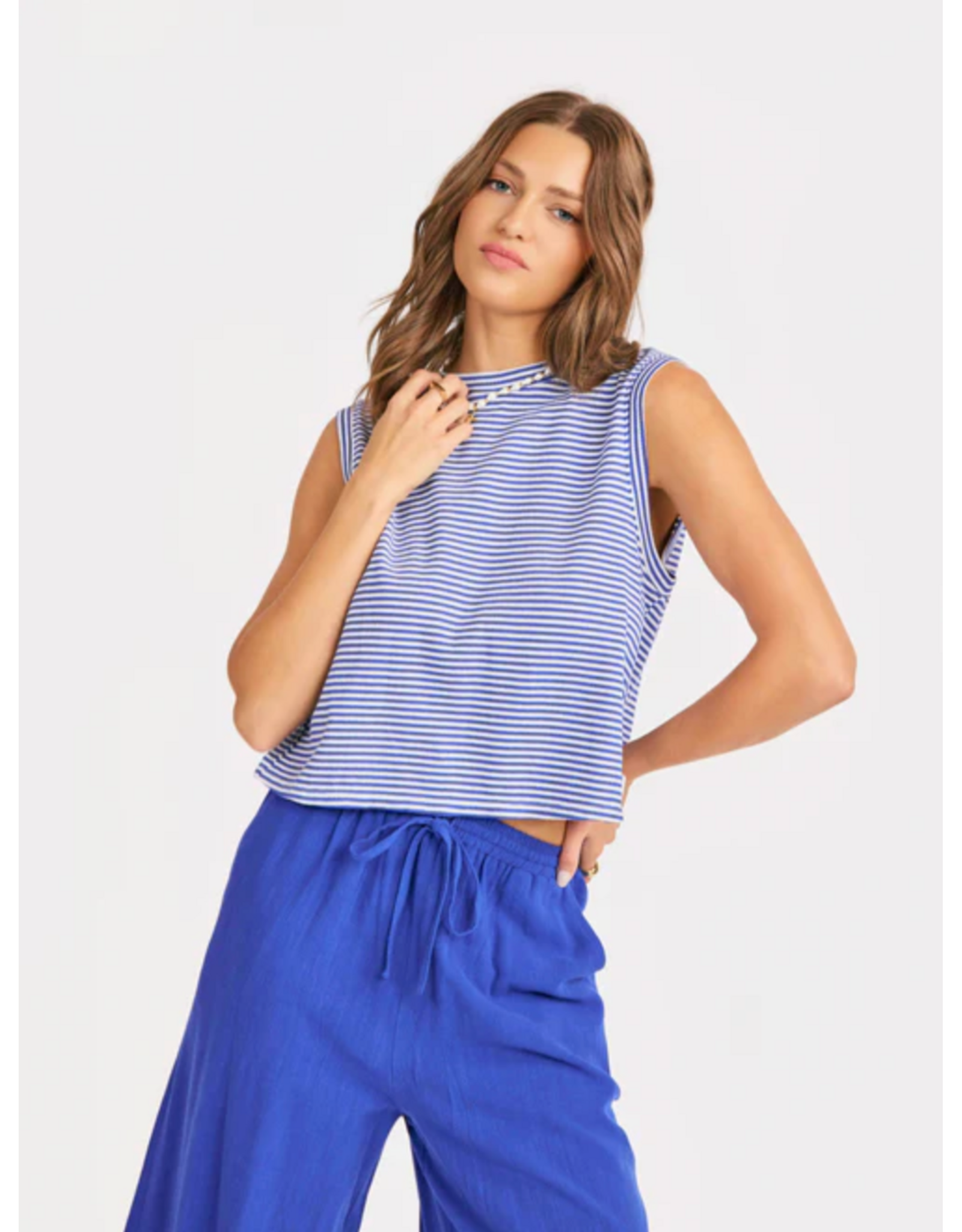 Sadie & Sage Sadie & Sage - Palma Overlap Back Top (Blue /White)