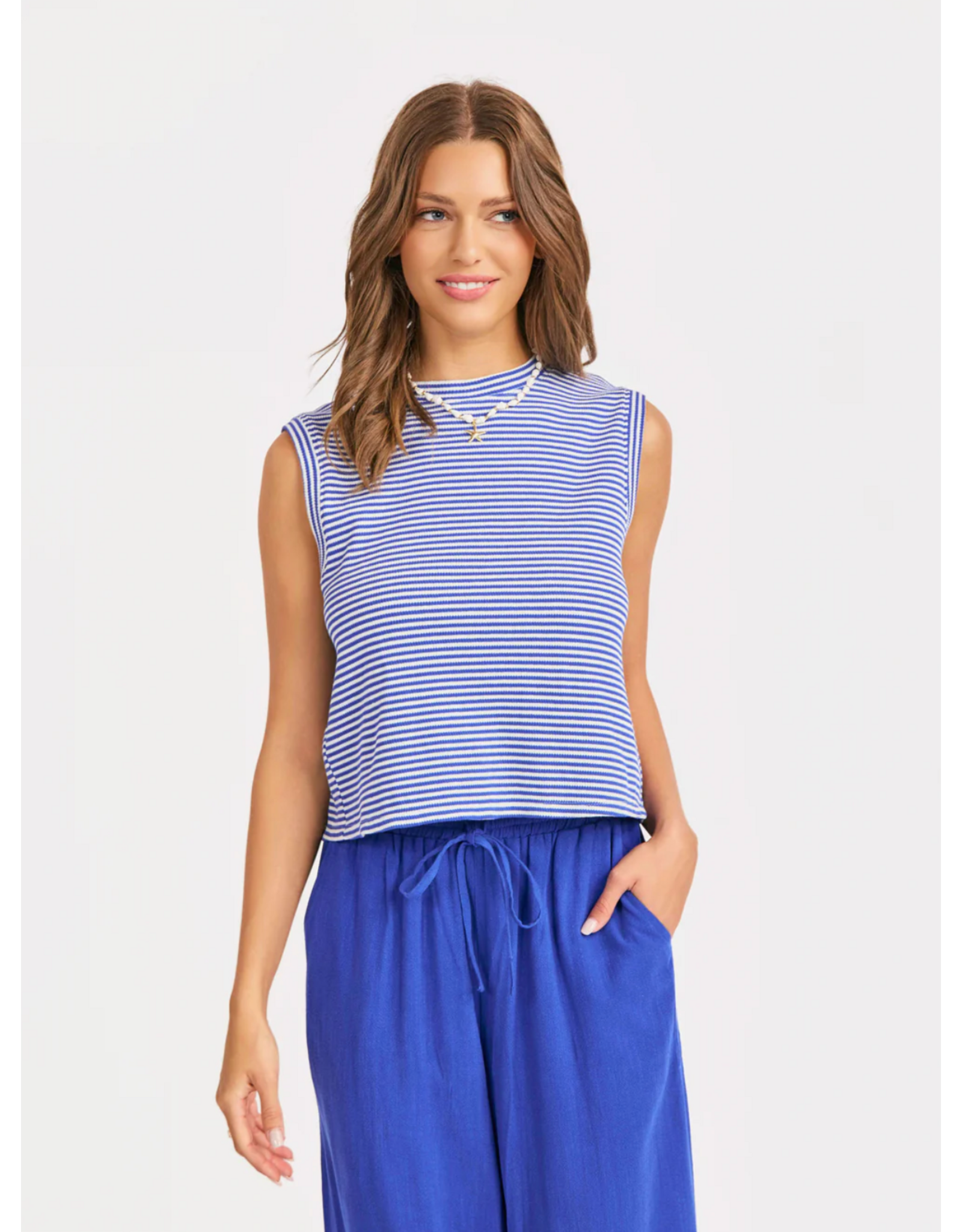 Sadie & Sage Sadie & Sage - Palma Overlap Back Top (Blue /White)