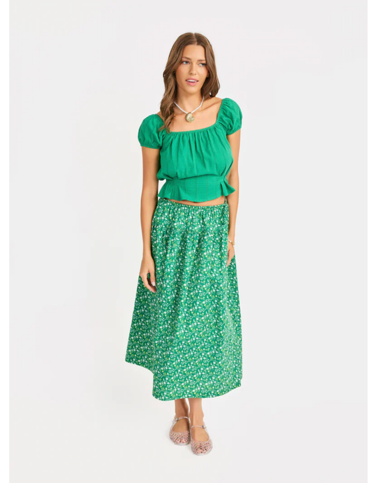 Sadie & Sage Sadie & Sage - Radiate Cap Sleeve Top (Green)