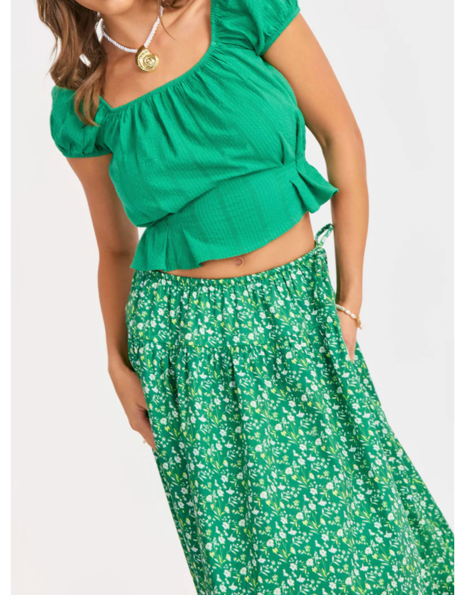 Sadie & Sage Sadie & Sage - Radiate Cap Sleeve Top (Green)