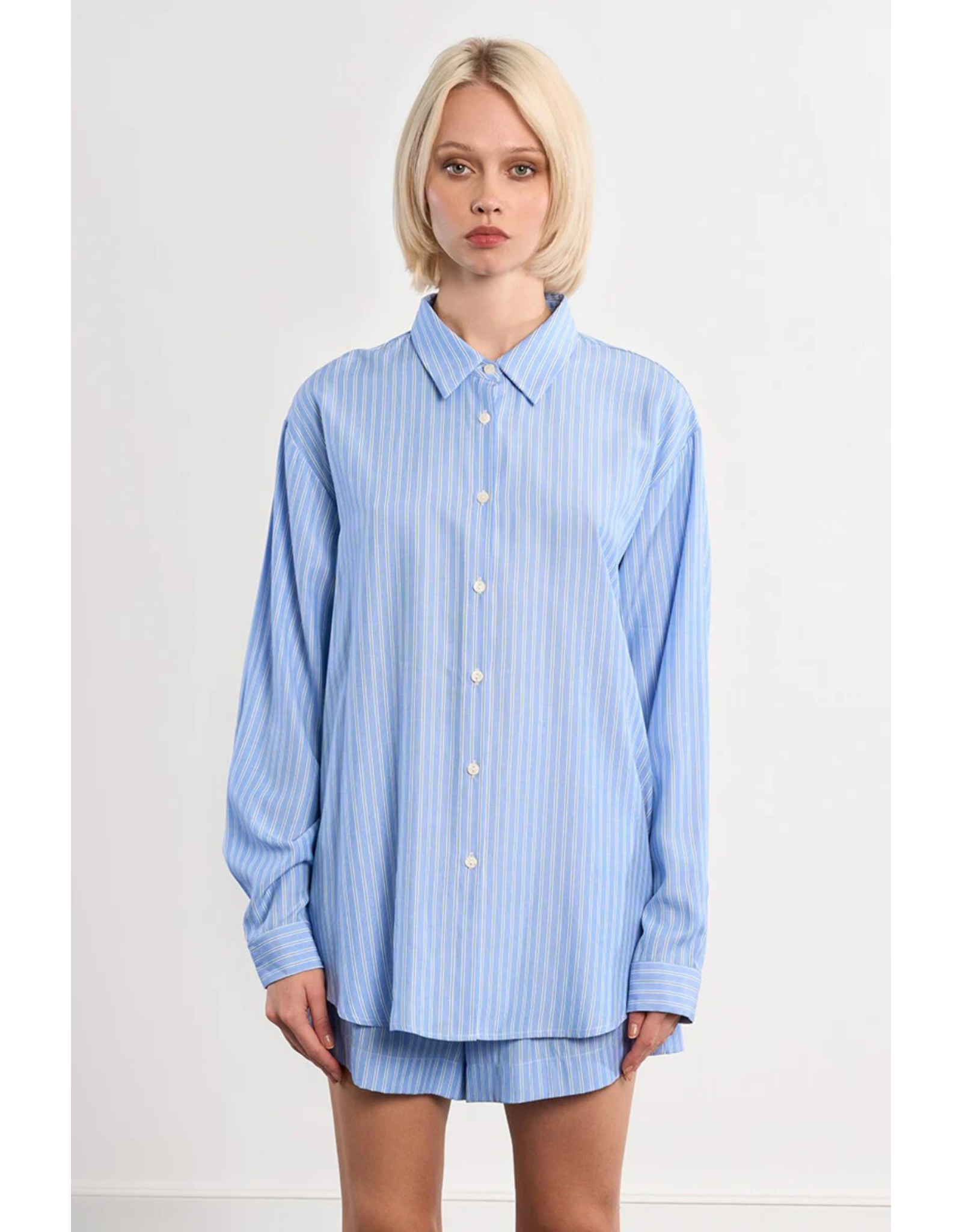Molly Bracken Molly Bracken -  Oversized Striped Shirt (Blue)