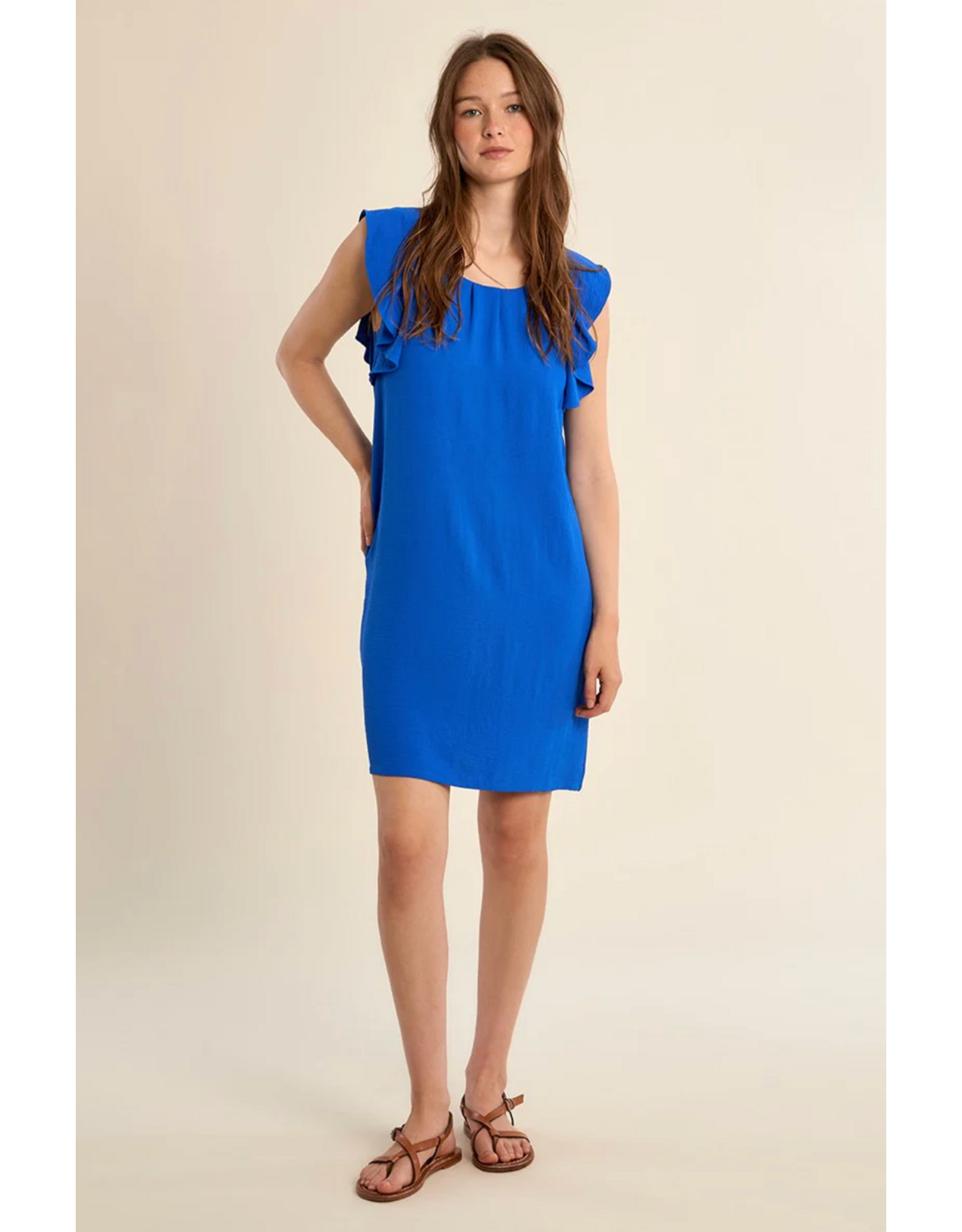 Molly Bracken Molly Bracken -  Ruffle Sleeve Dress (Cobalt)