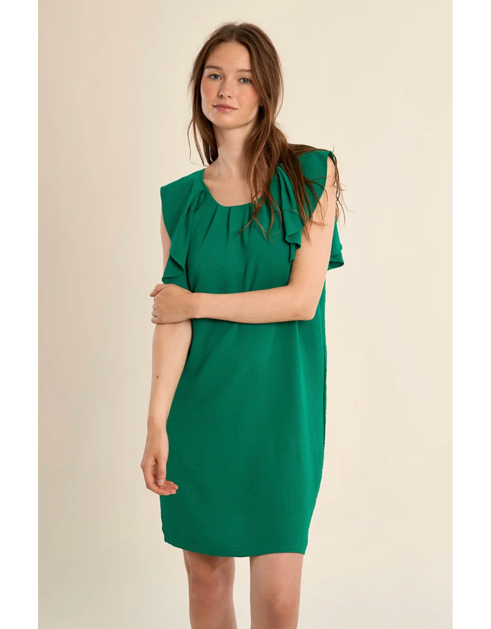 Molly Bracken Molly Bracken -  Ruffle Sleeve Dress (Green)