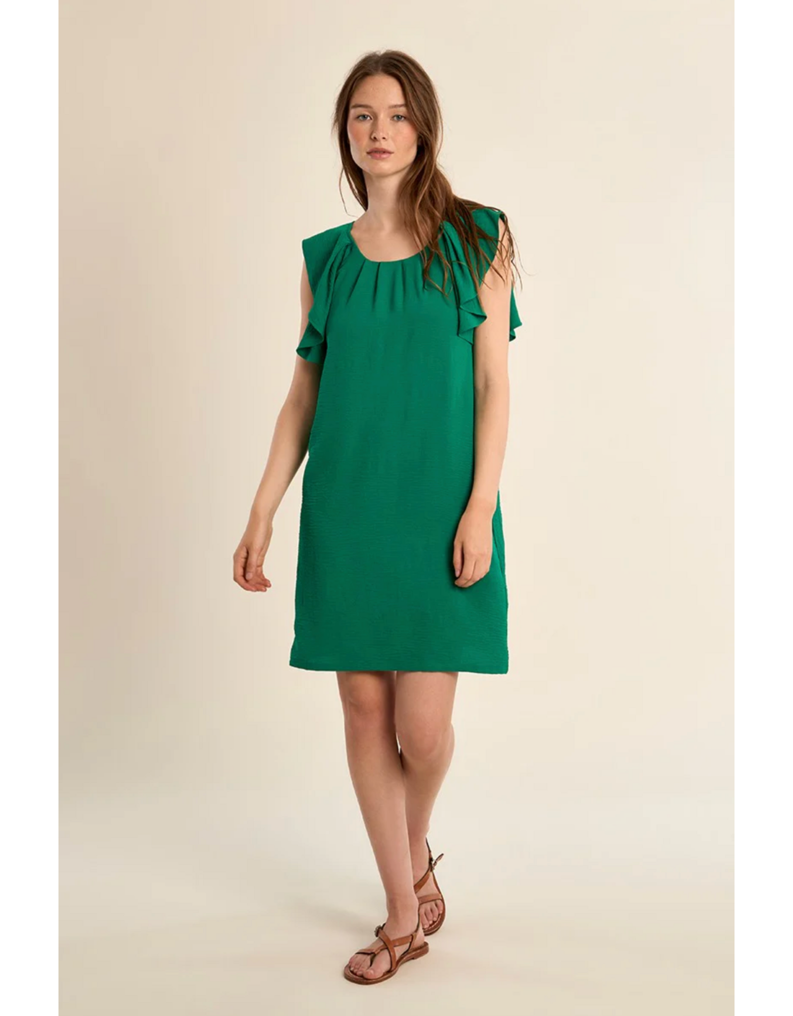 Molly Bracken Molly Bracken -  Ruffle Sleeve Dress (Green)