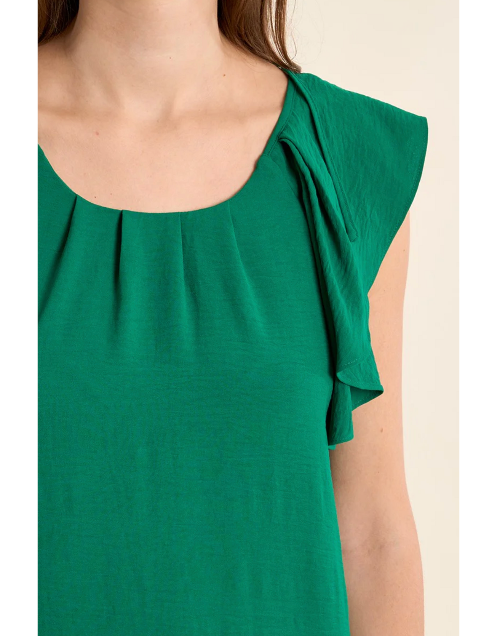 Molly Bracken Molly Bracken -  Ruffle Sleeve Dress (Green)