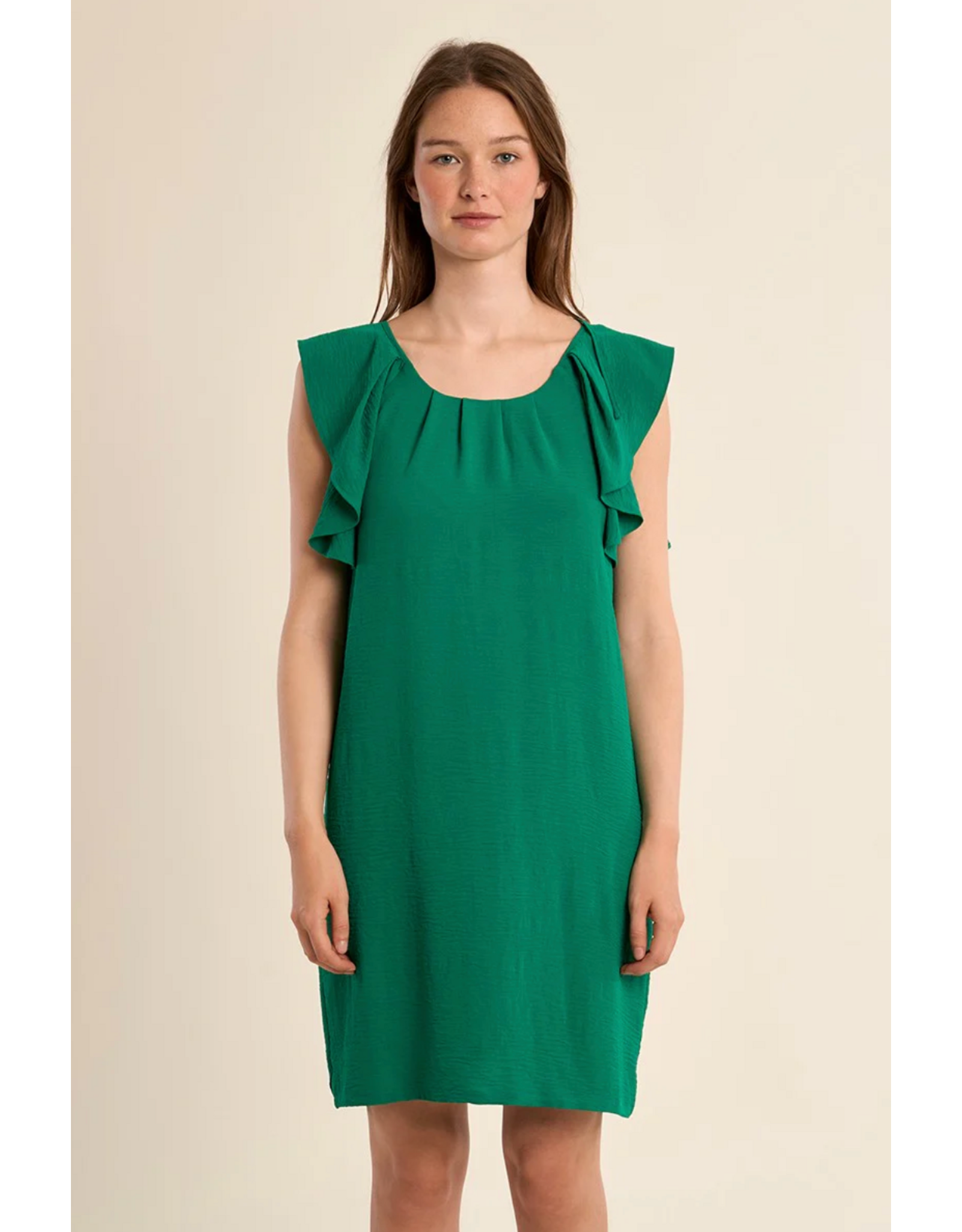 Molly Bracken Molly Bracken -  Ruffle Sleeve Dress (Green)