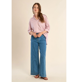 Molly Bracken Molly Bracken -  Striped Cotton Button Up (Pink)