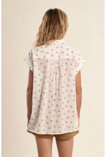 Molly Bracken Molly Bracken -  Short Sleeve Button Up (Ecru - Floral)