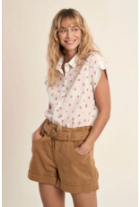 Molly Bracken Molly Bracken -  Short Sleeve Button Up (Ecru - Floral)