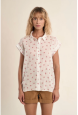 Molly Bracken Molly Bracken -  Short Sleeve Button Up (Ecru - Floral)