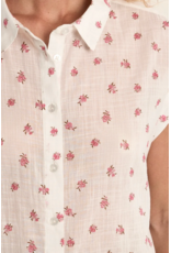 Molly Bracken Molly Bracken -  Short Sleeve Button Up (Ecru - Floral)