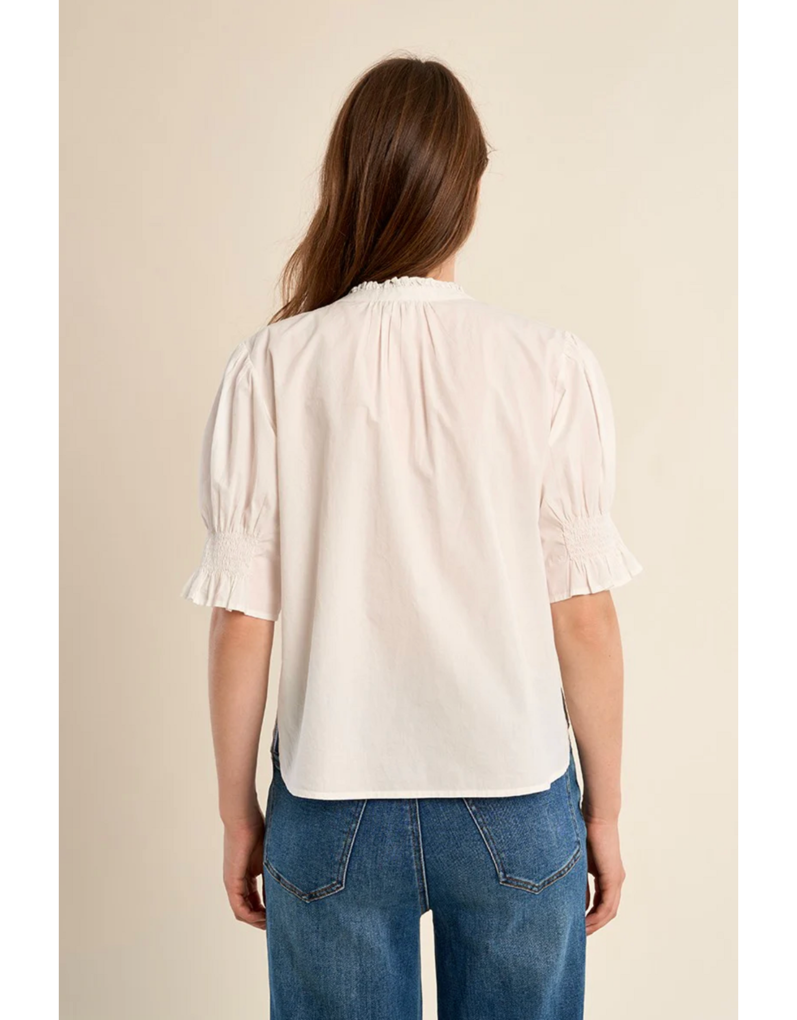 Molly Bracken Molly Bracken -  Cotton Blouse with Embroidery (White)