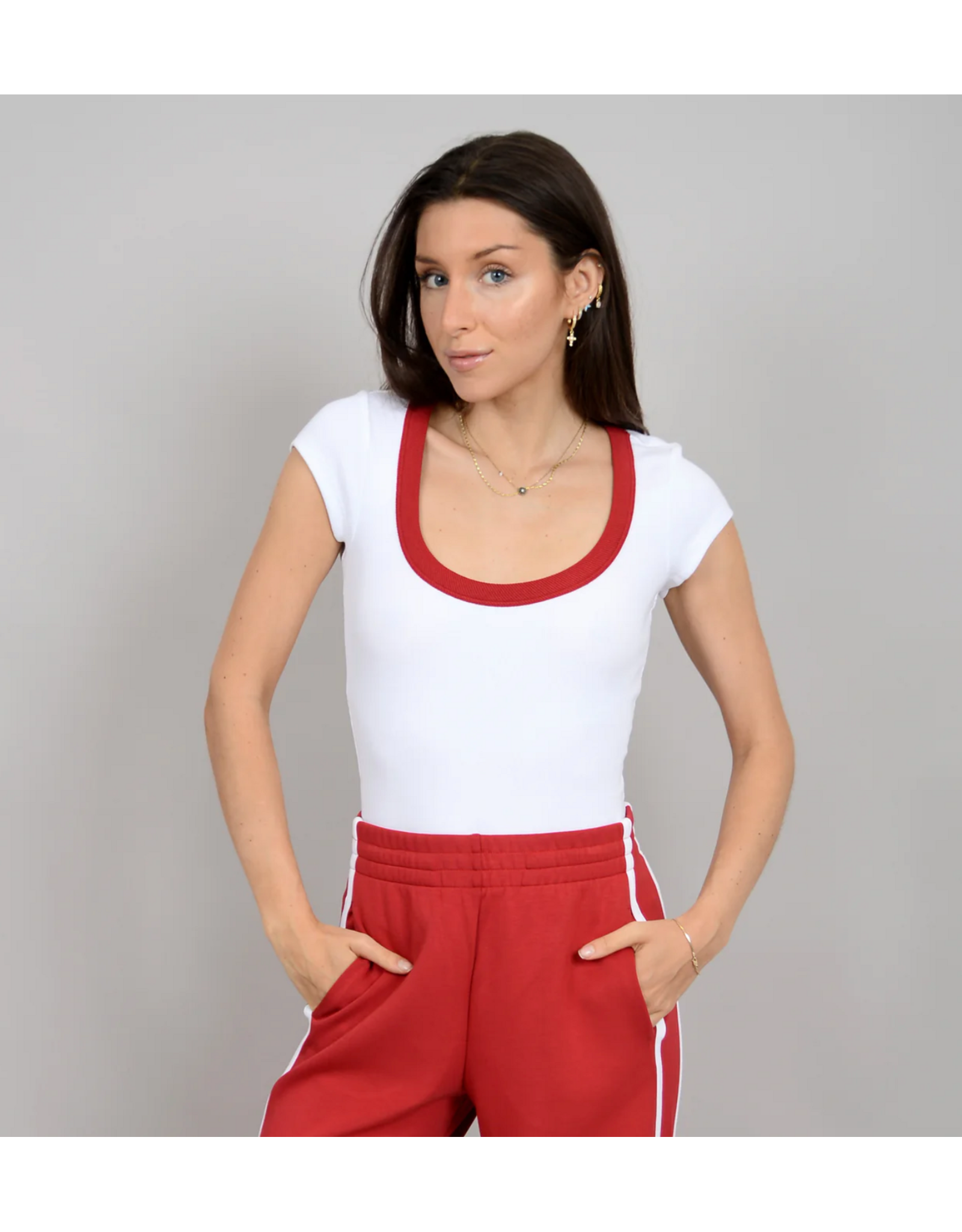RD Style RD Style - Scootie Scoop Neck Tee (White / Crimson)