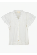 Korner Korner - Short Sleeve Button Up with Lace Trim (Cream)