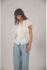 Korner Korner - Short Sleeve Button Up with Lace Trim (Cream)