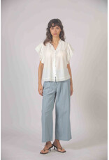 Korner Korner - Short Sleeve Button Up with Lace Trim (Cream)