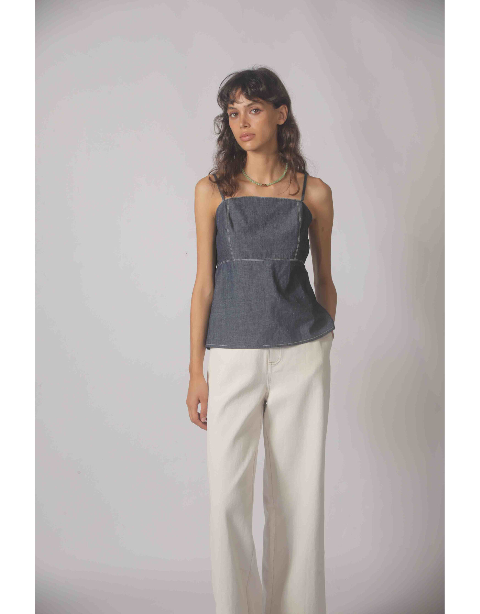 Korner Korner - Denim Peplum Tank (Navy)