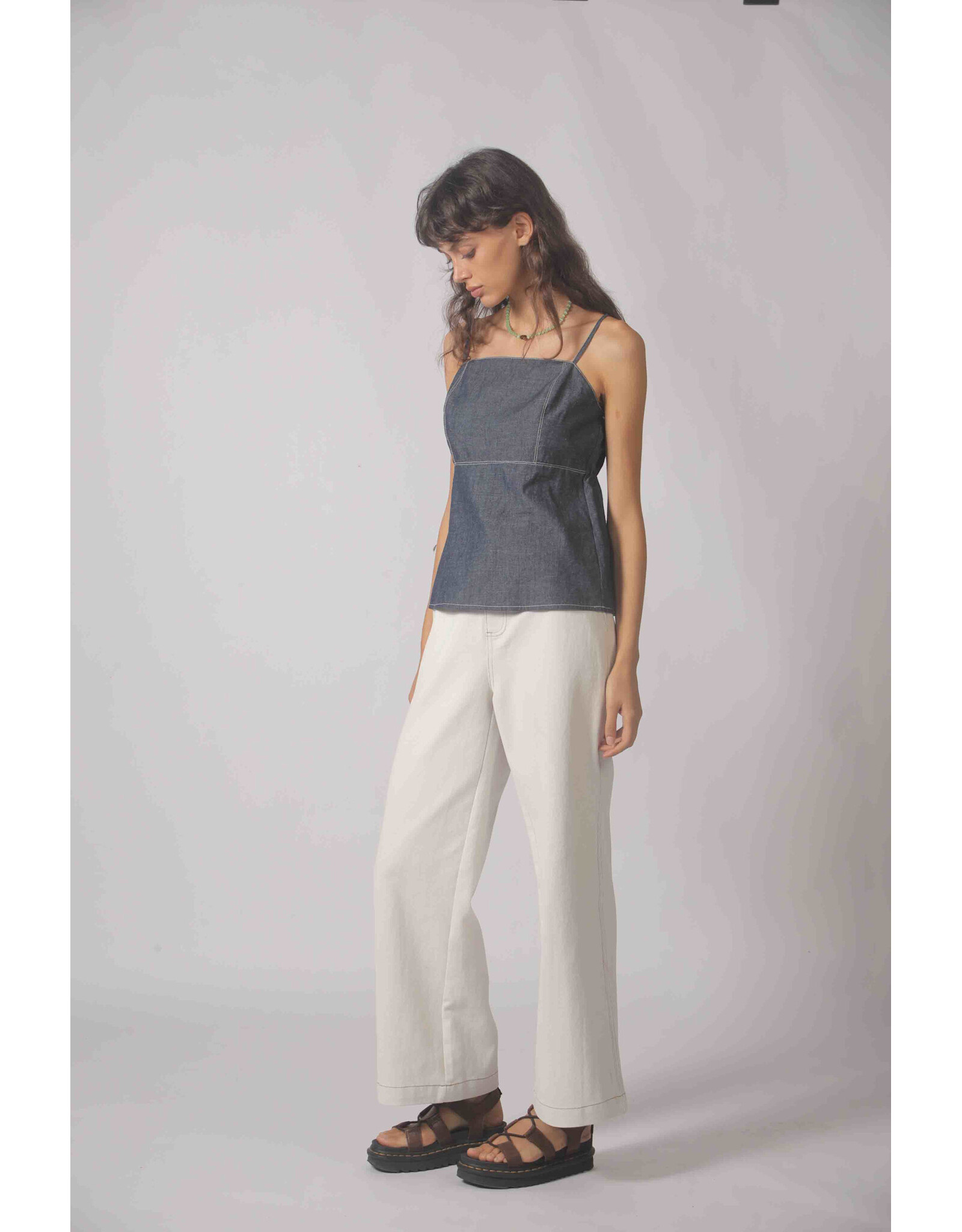 Korner Korner - Denim Peplum Tank (Navy)